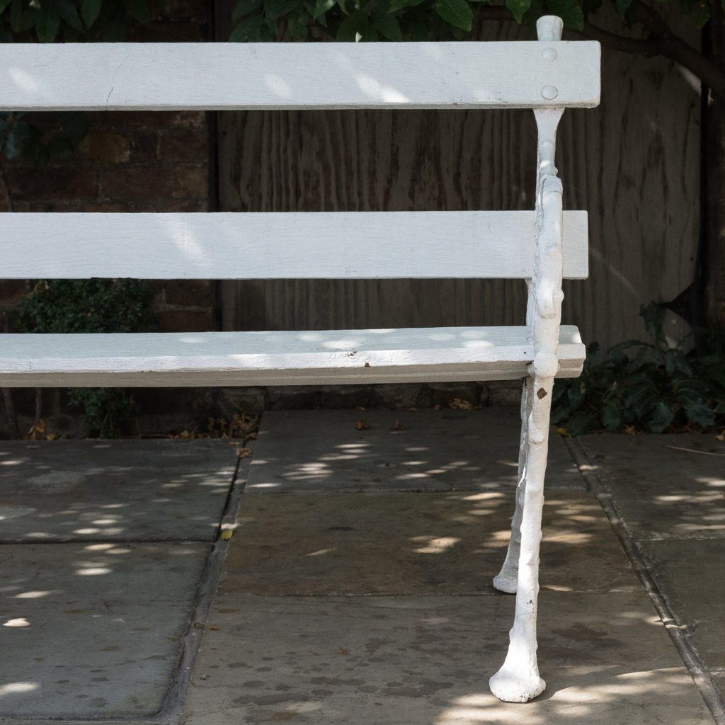 White painted cast iron garden bench,-118581