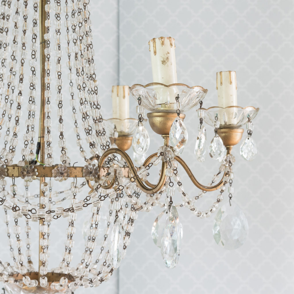 Gilt-metal and glass tent and bag chandelier,-118535