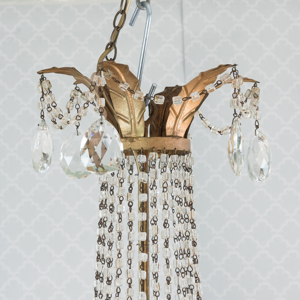 Gilt-metal and glass tent and bag chandelier,-118532