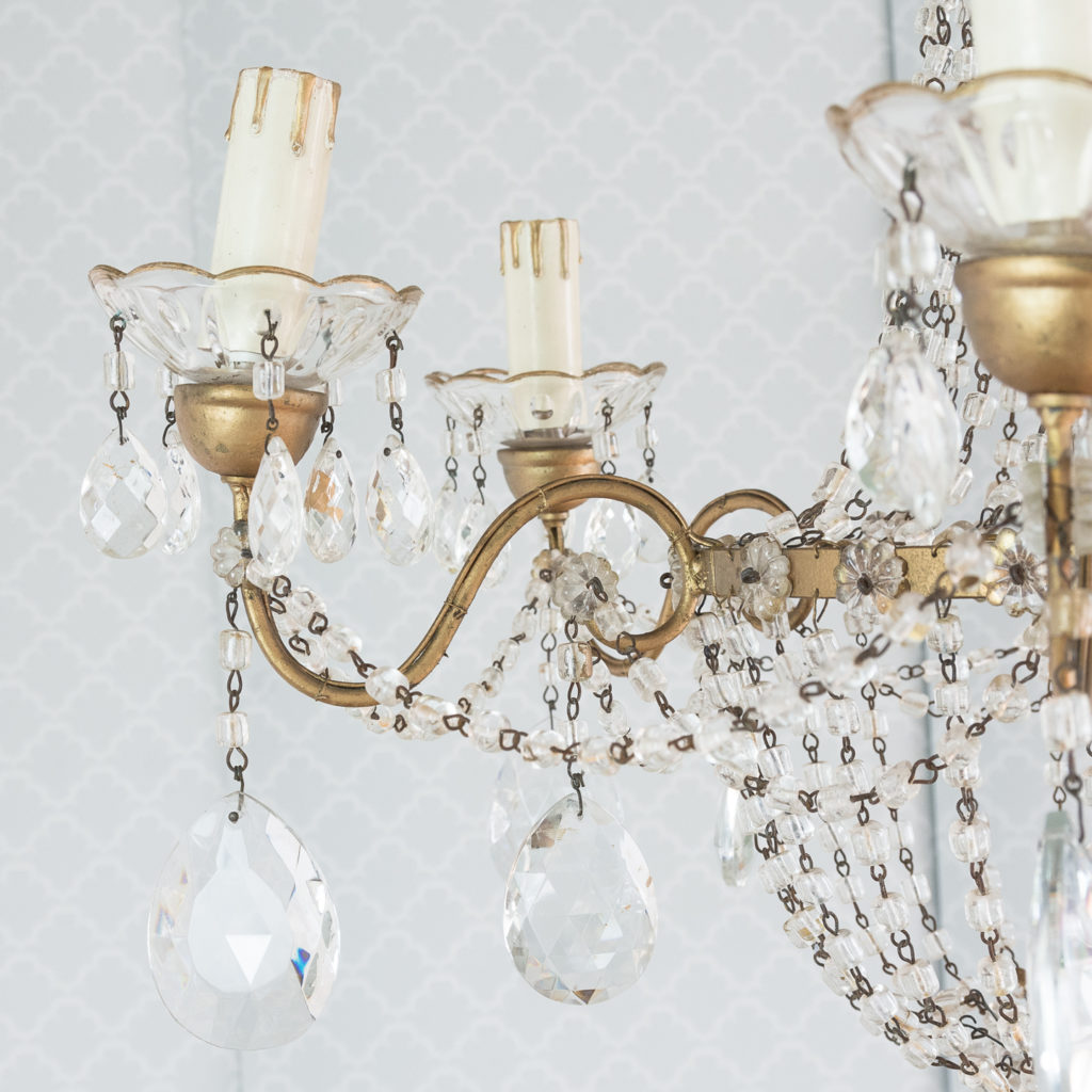 Gilt-metal and glass tent and bag chandelier,-118534