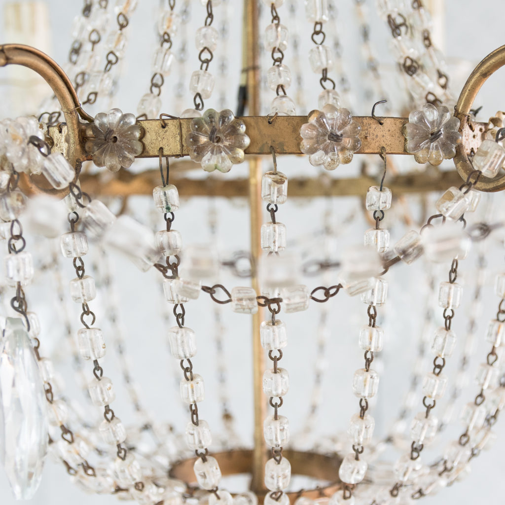 Gilt-metal and glass tent and bag chandelier,-118530