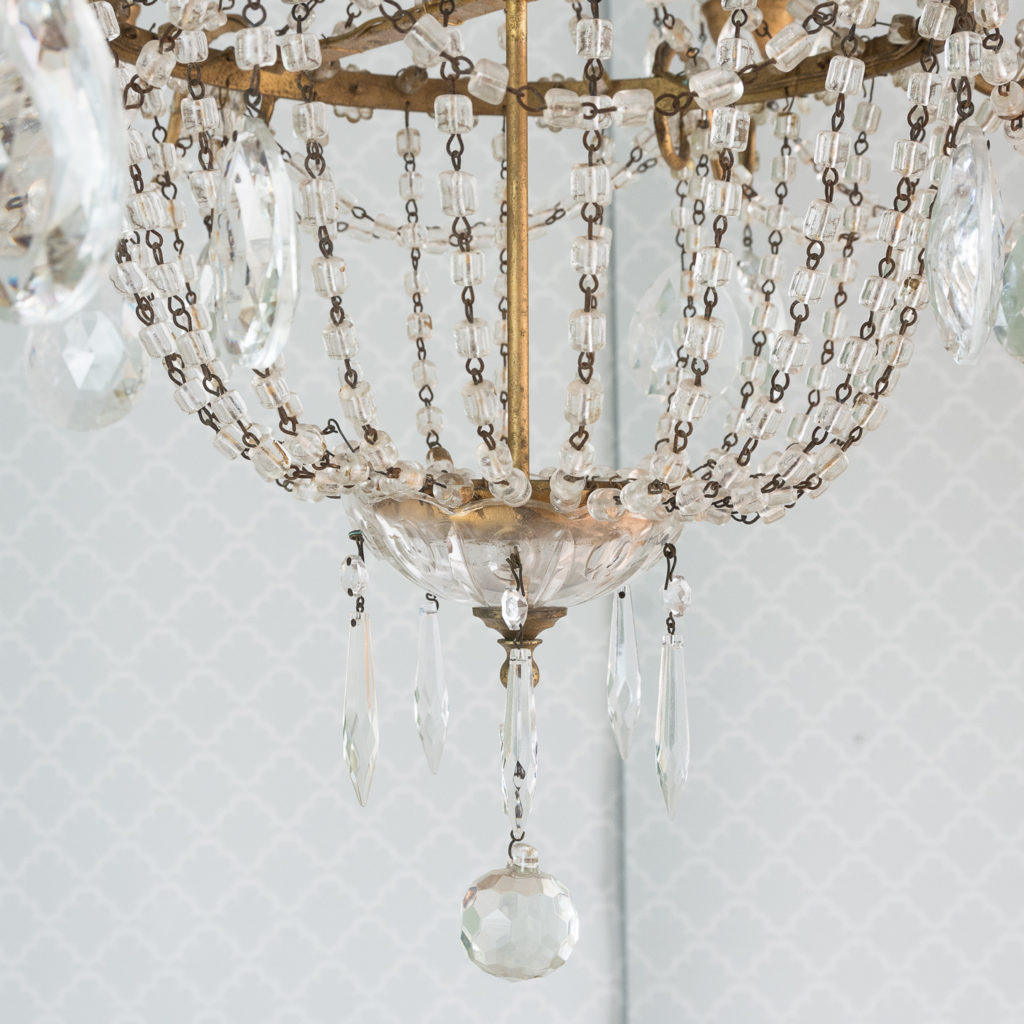 Gilt-metal and glass tent and bag chandelier,-118527