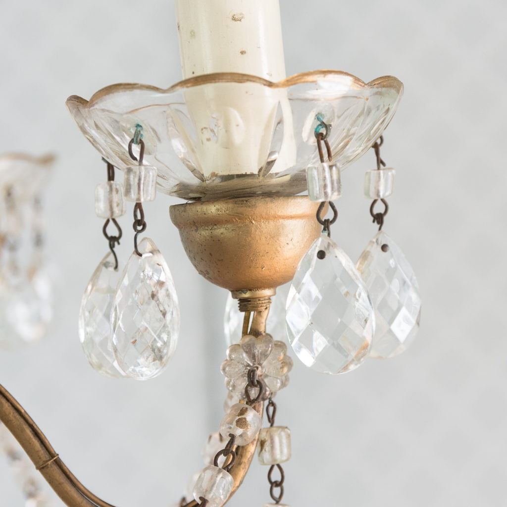 Gilt-metal and glass tent and bag chandelier,-118531