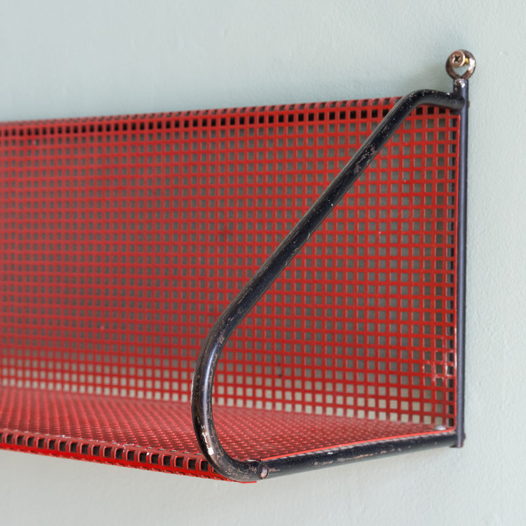 1950s perforated metal wall shelves,-118637