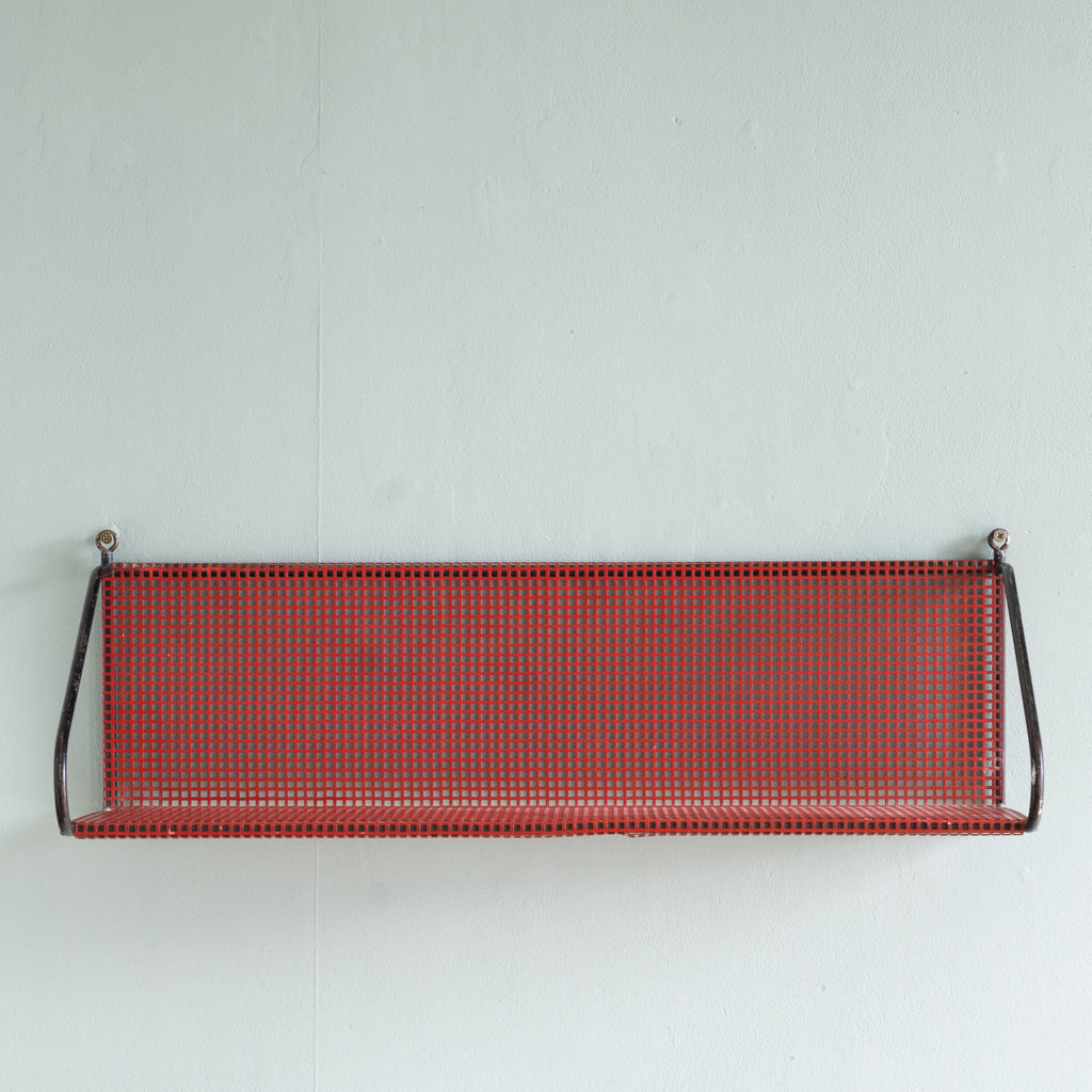 1950s perforated metal wall shelves,-118636