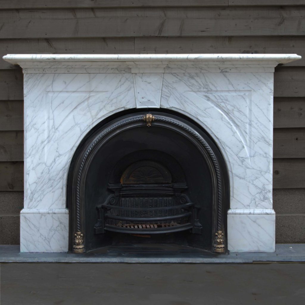 A mid Victorian pencil-statuary marble chimneypiece,-0