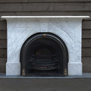 A mid Victorian pencil-statuary marble chimneypiece,-0