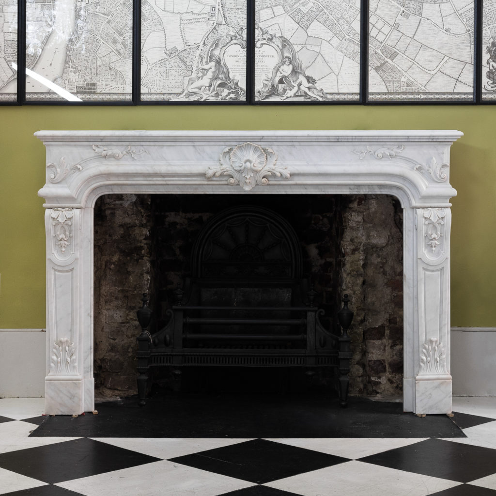 Louis XIV style Carrara marble chimneypiece,-0