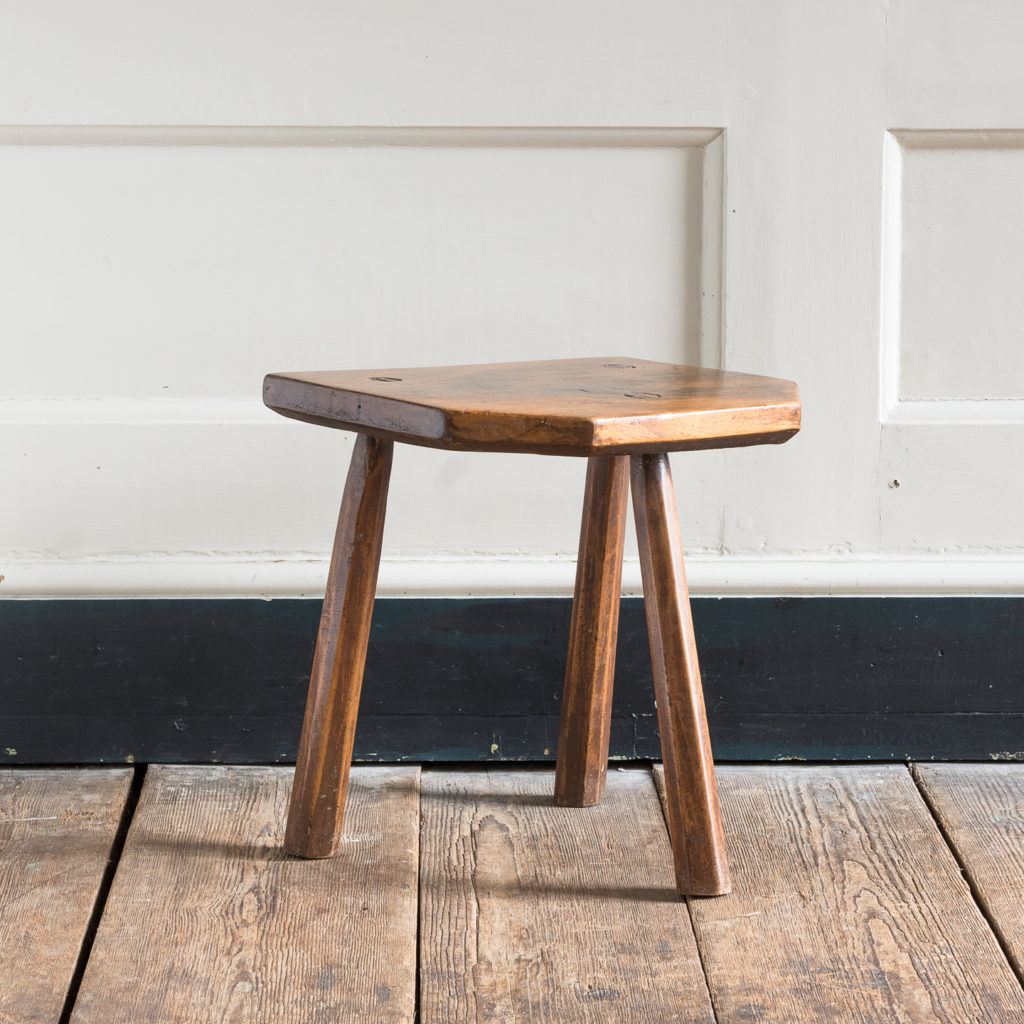 Walnut milking stool,-0