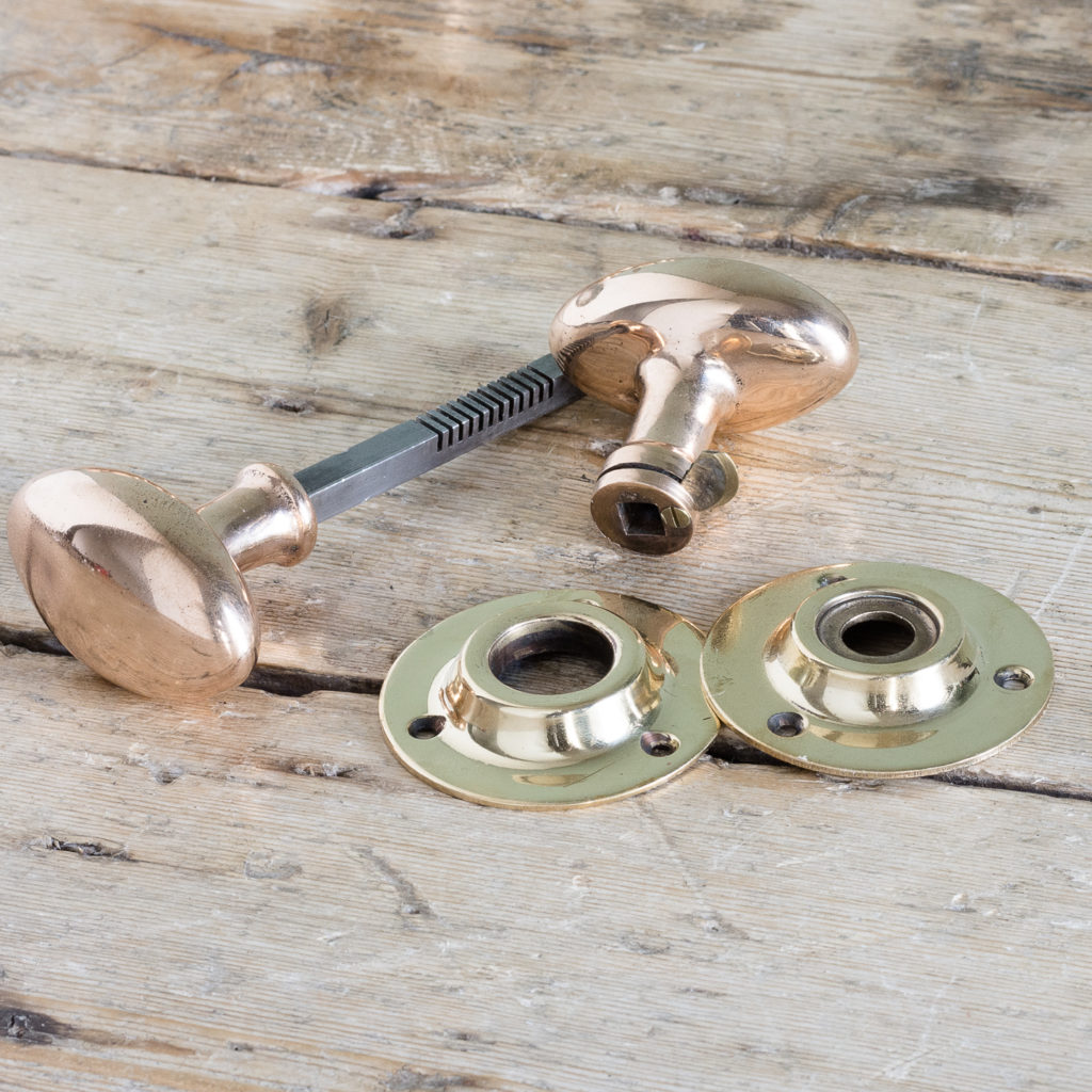 Rose brass oval door knobs,-119919