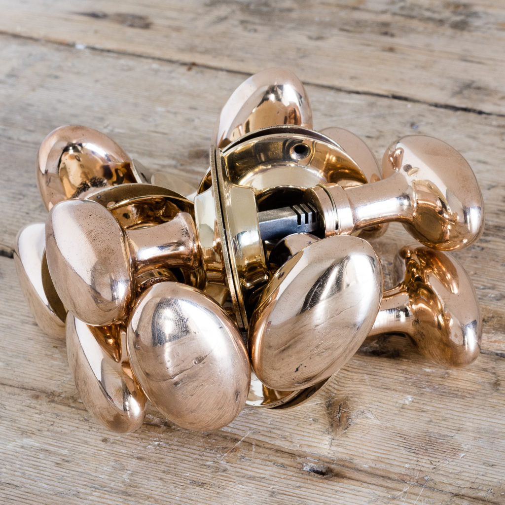 Rose brass oval door knobs,-119920