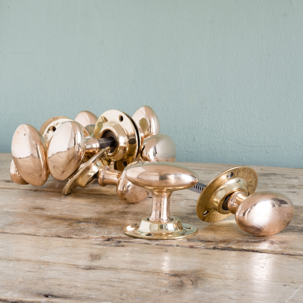 Rose brass oval door knobs,-0