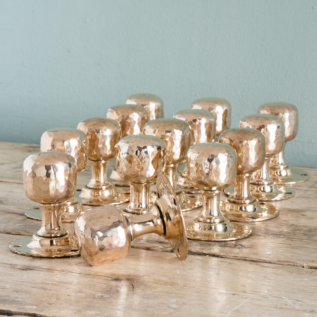 Hammered rose brass door knobs,-0