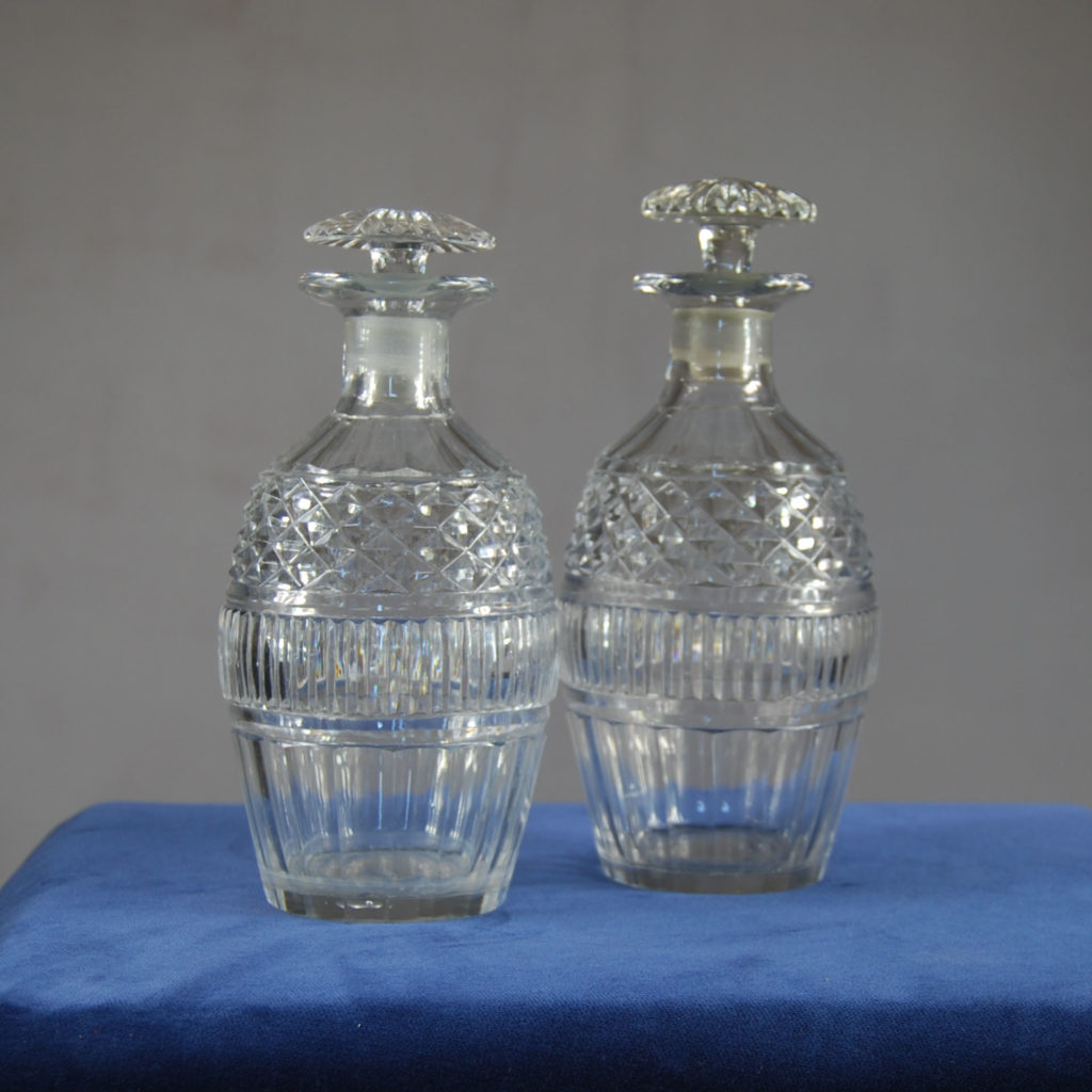 A pair of cut glass spirit decanters-0