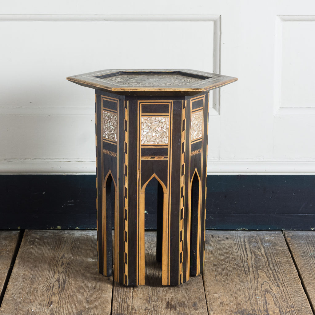 Mother of pearl and hardwood side table,-120149