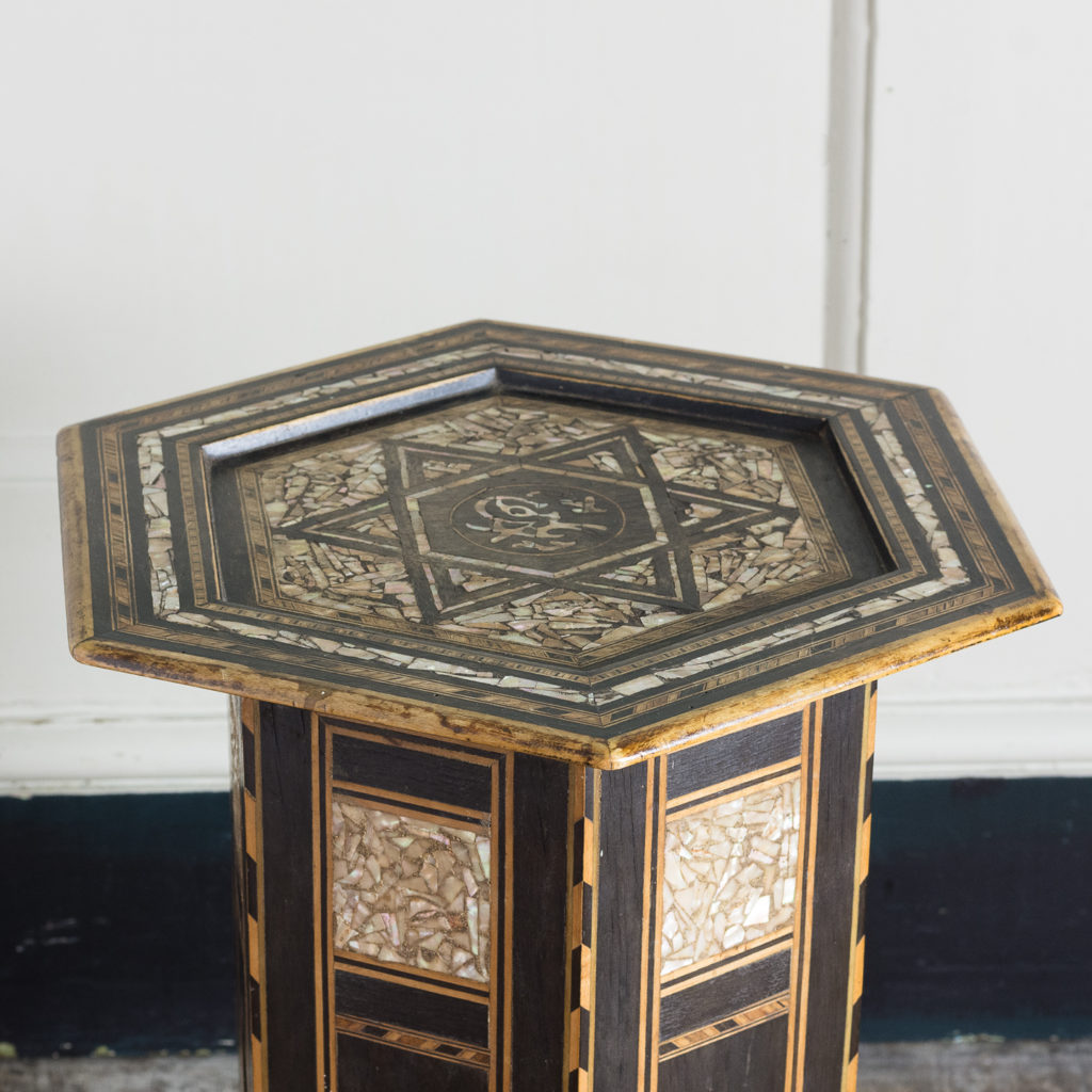 Mother of pearl and hardwood side table,-120148