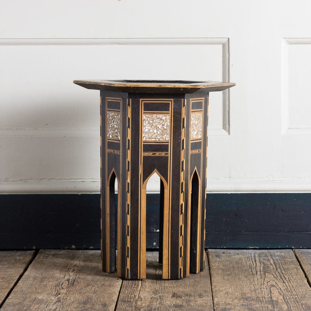 Mother of pearl and hardwood side table,-120145