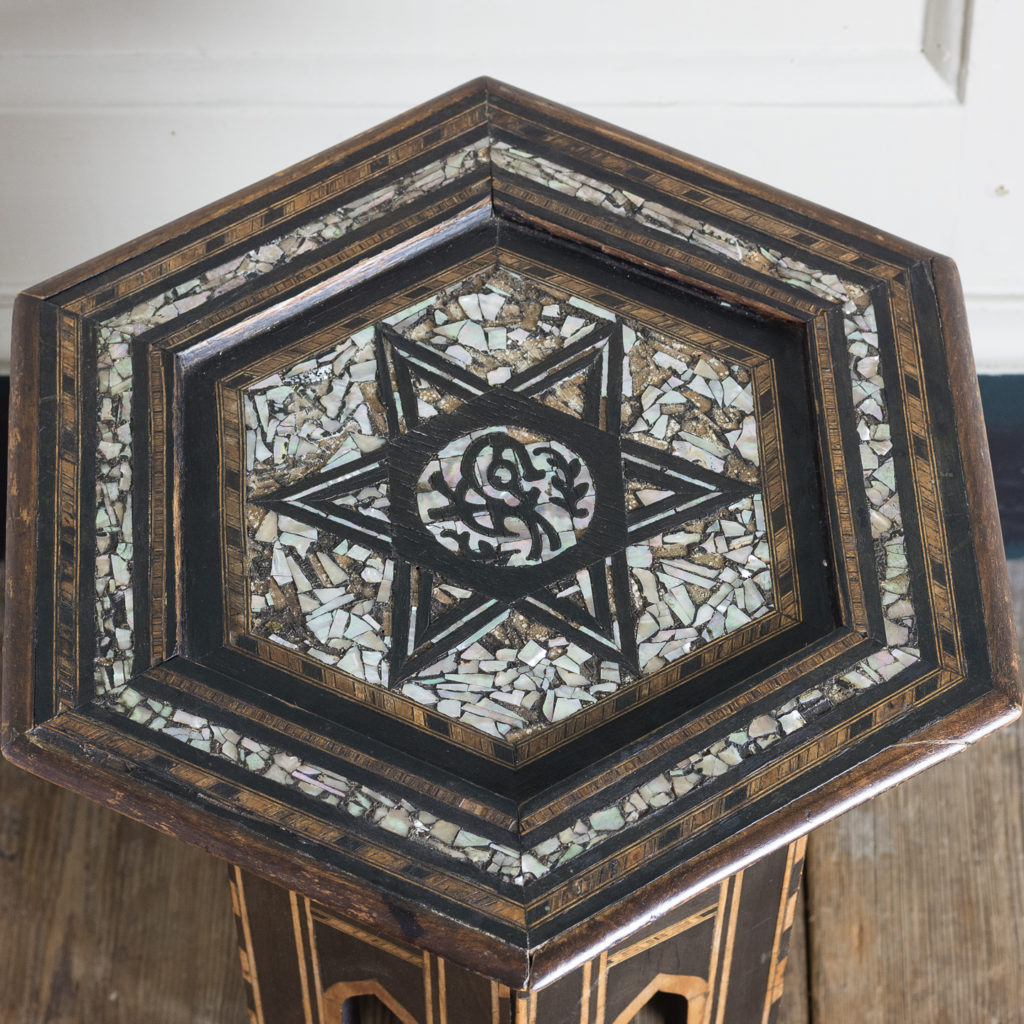 Mother of pearl and hardwood side table,-120211