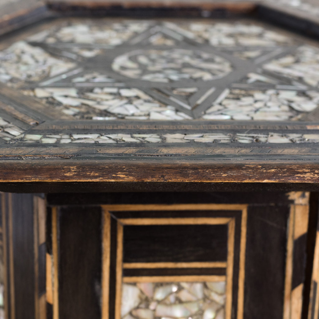 Mother of pearl and hardwood side table,-120218