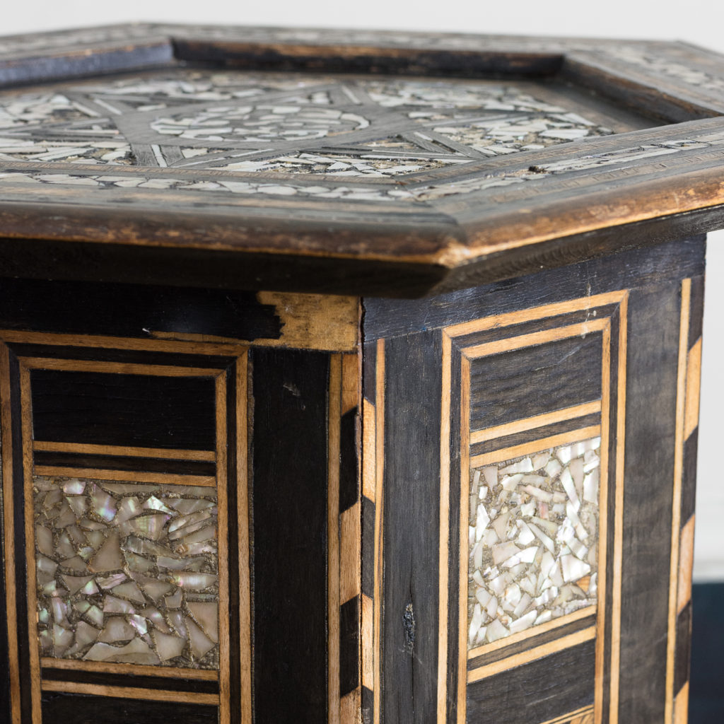 Mother of pearl and hardwood side table,-120209