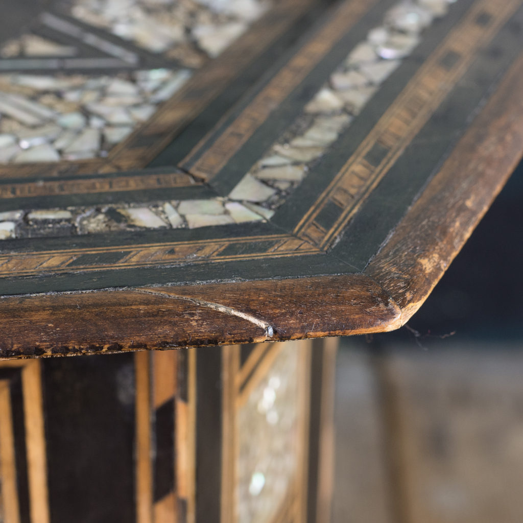 Mother of pearl and hardwood side table,-120202