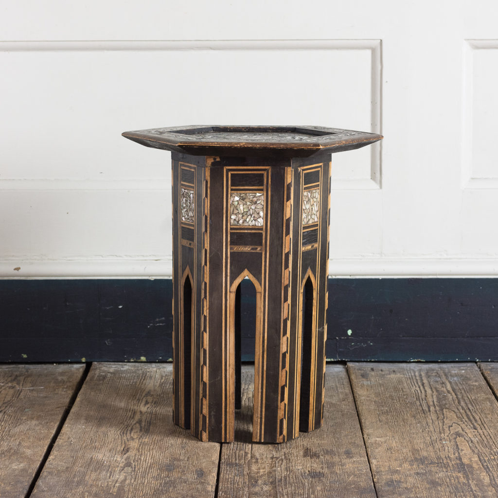 Mother of pearl and hardwood side table,-120204