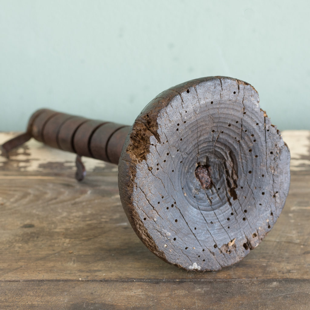 Eighteenth century wrought iron spiral candlestick,-120941