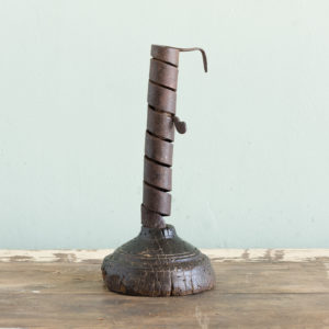 Eighteenth century wrought iron spiral candlestick,-0