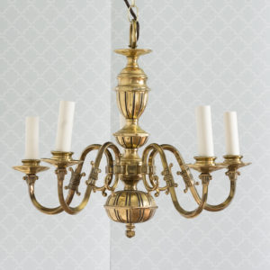 Continental inspired brass five branch chandeliers,-0