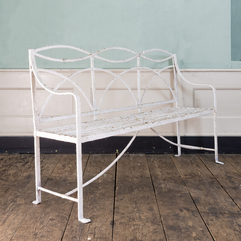 Regency wrought iron bench,-122455