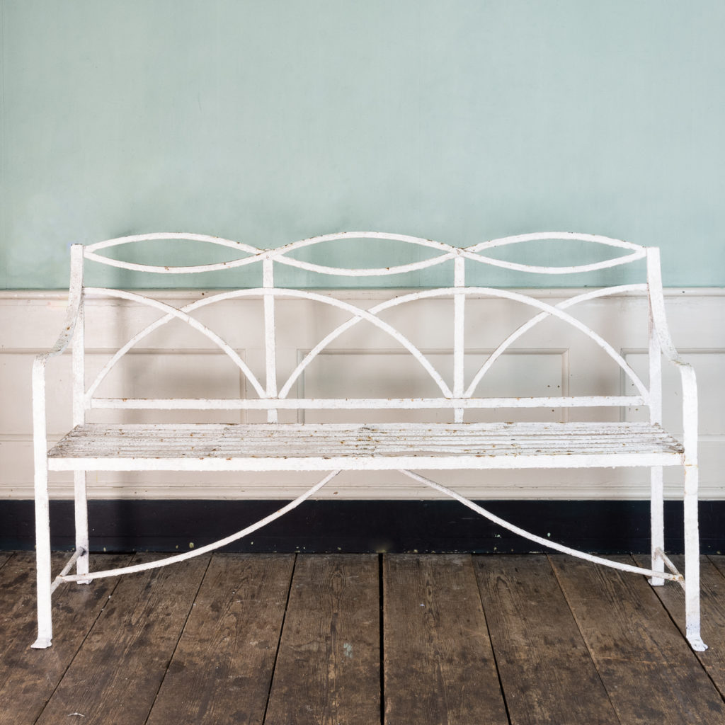 Regency wrought iron bench,-122456