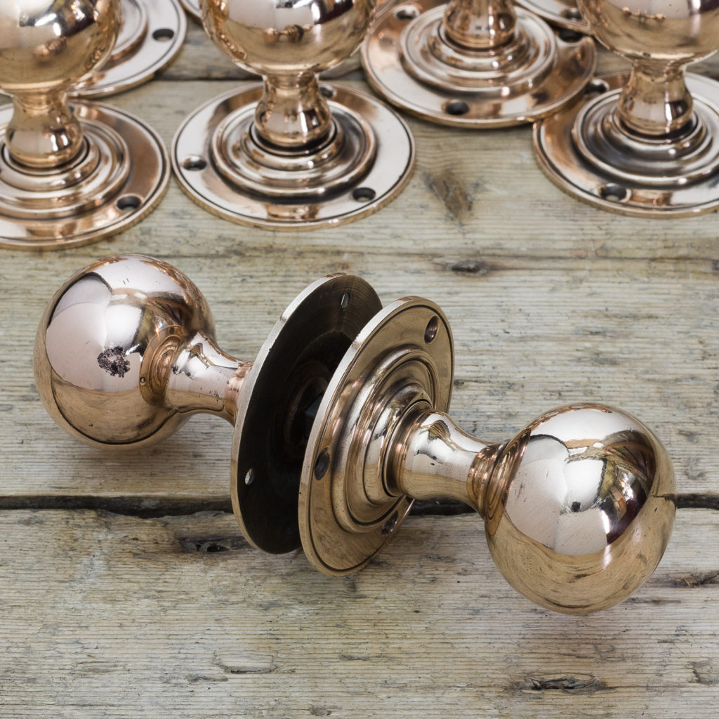 Edwardian rose brass door knobs,-122293