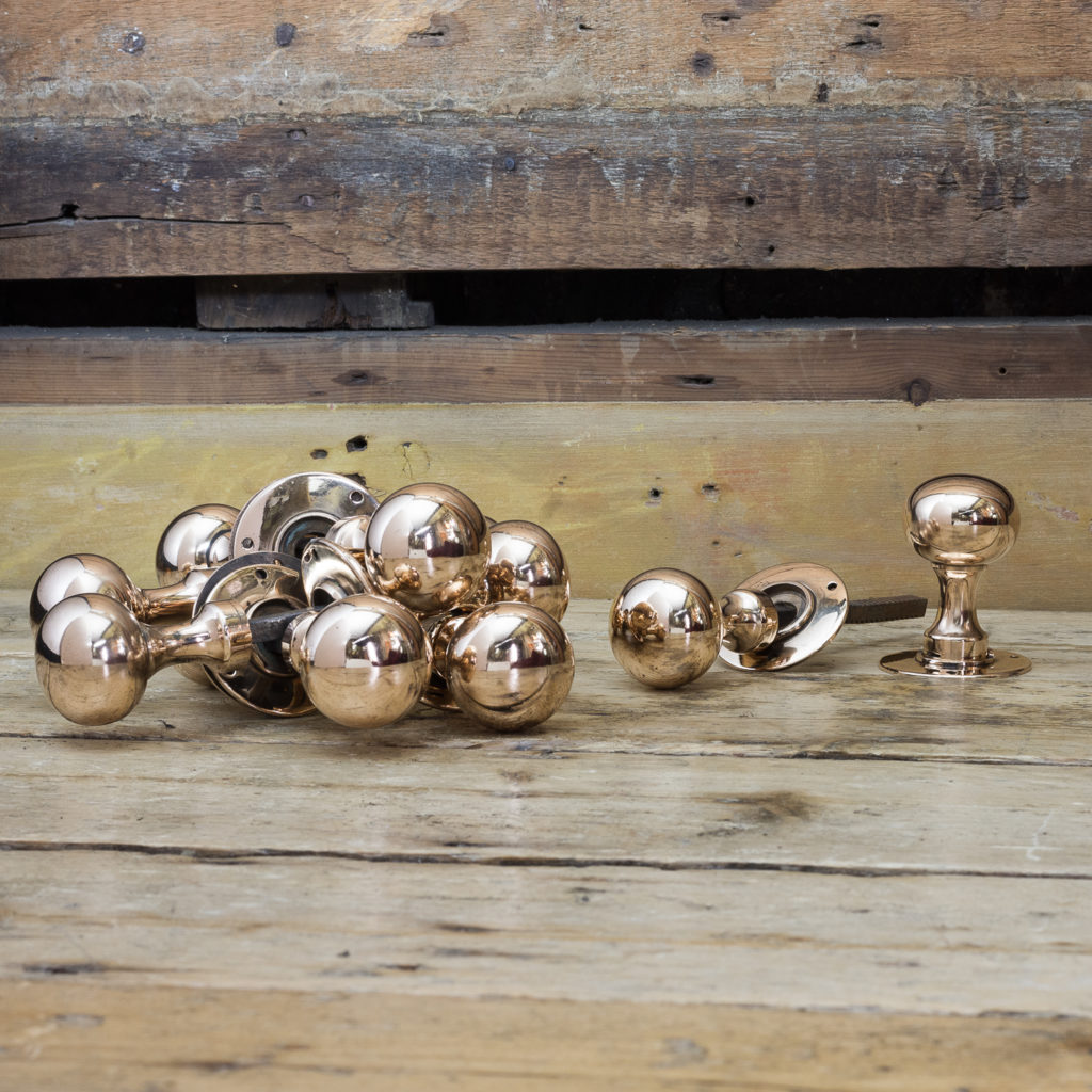 Early twentieth century rose brass door knobs,-122298