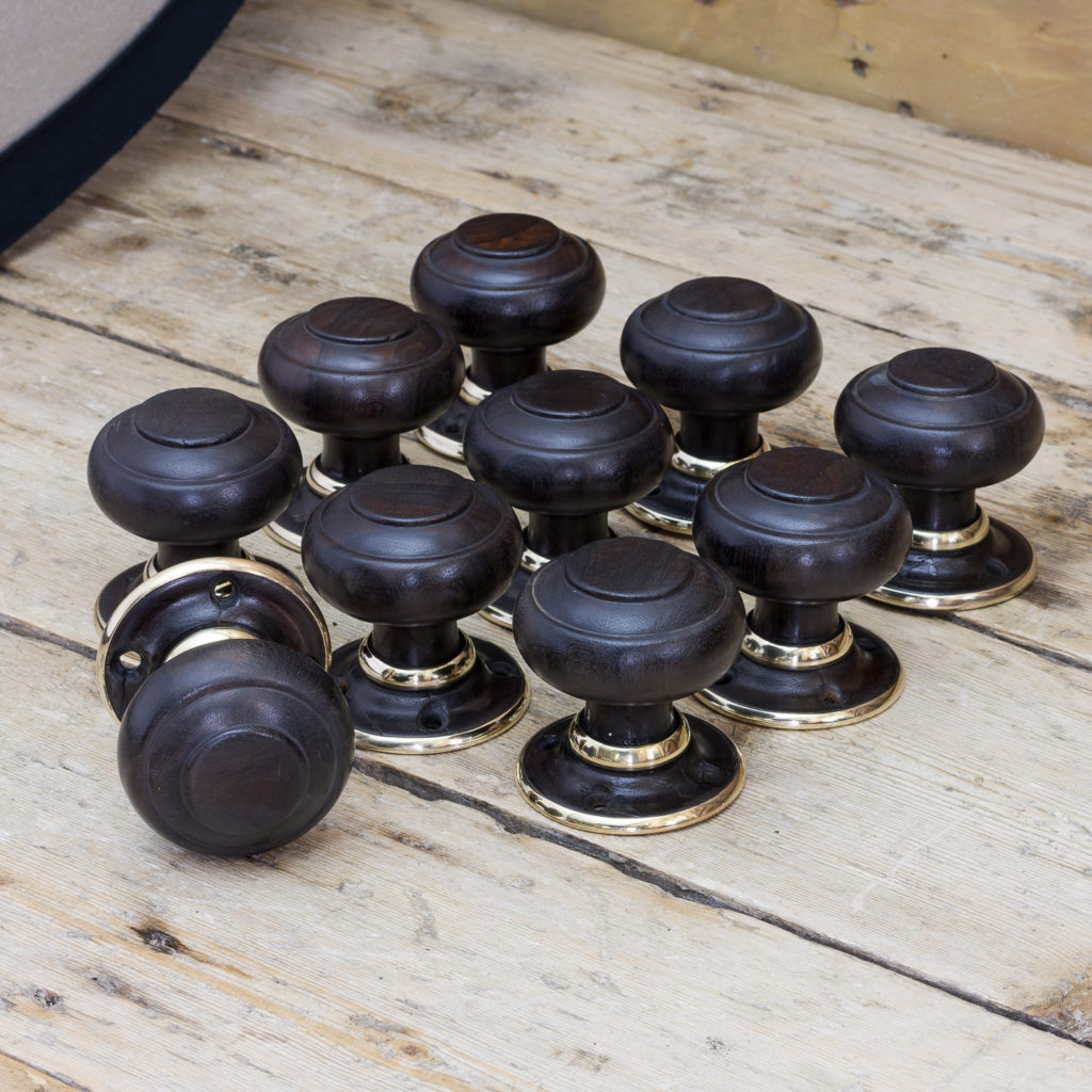 Victorian turned ebony door knobs, -122321