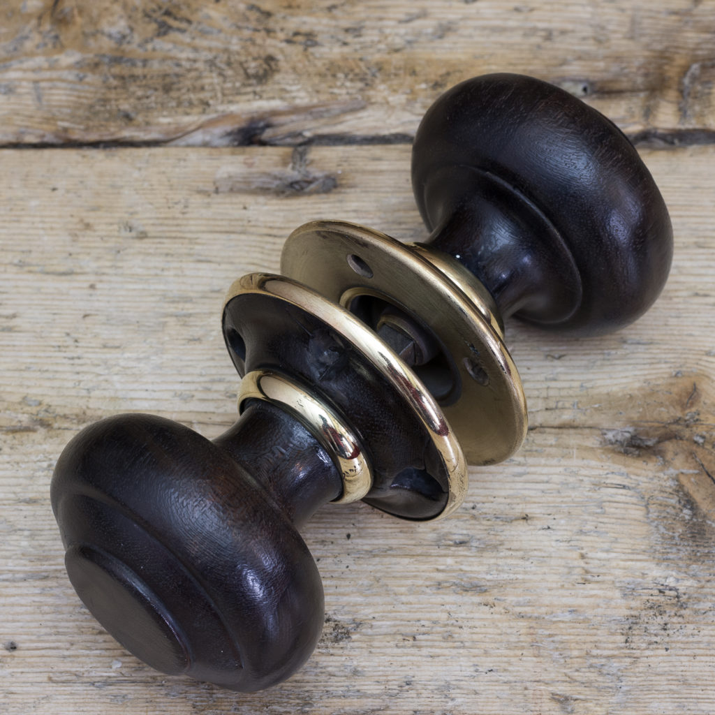 Victorian turned ebony door knobs, -122317