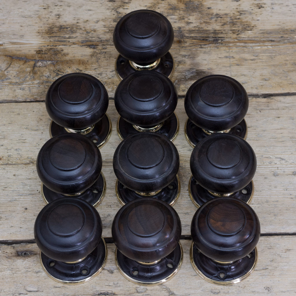 Victorian turned ebony door knobs, -122319