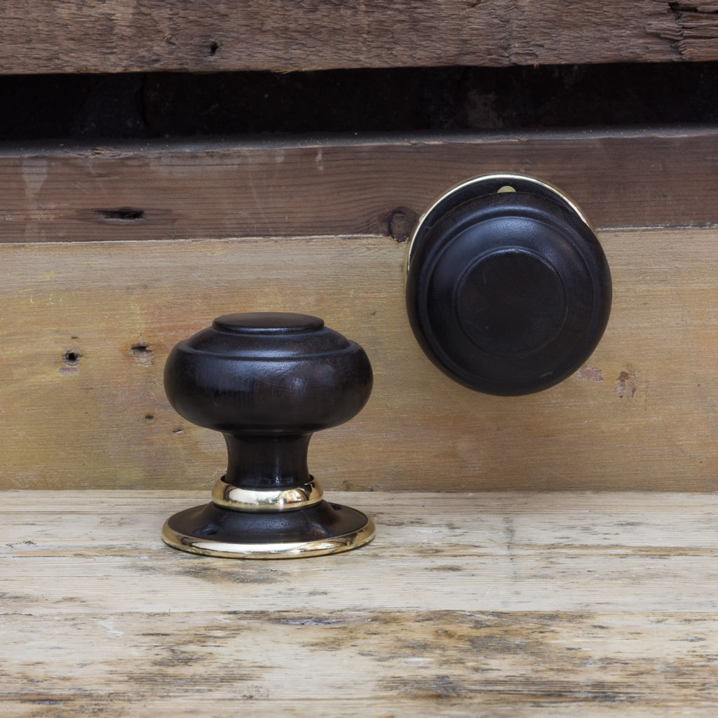 Victorian turned ebony door knobs, -122322