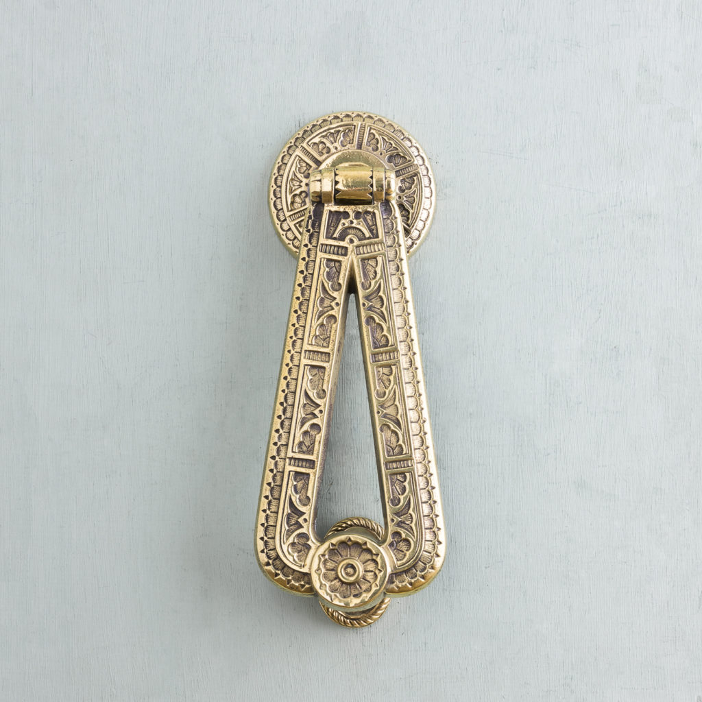 Aesthetic period brass door knocker,-0