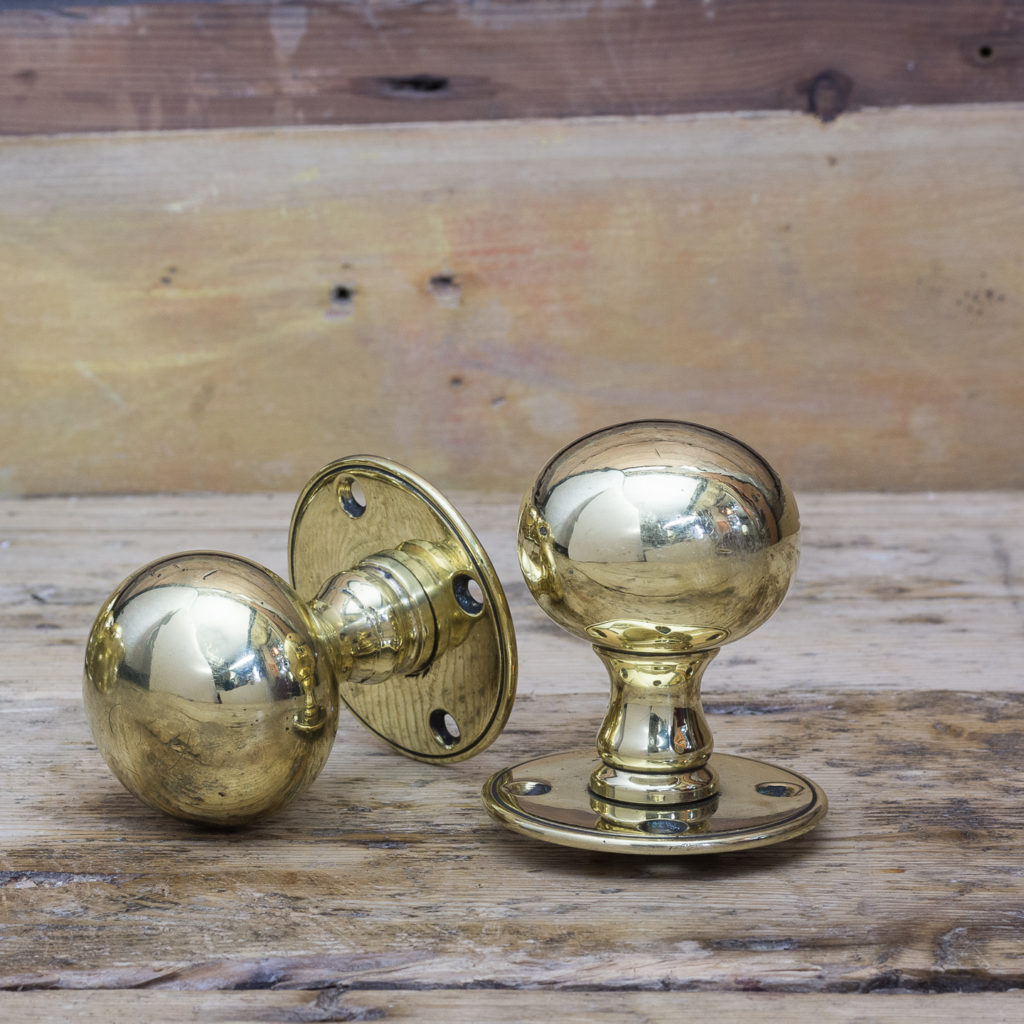 Late Victorian brass door knobs,-122335