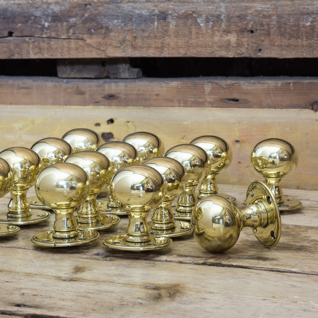 Late Victorian brass door knobs,-0