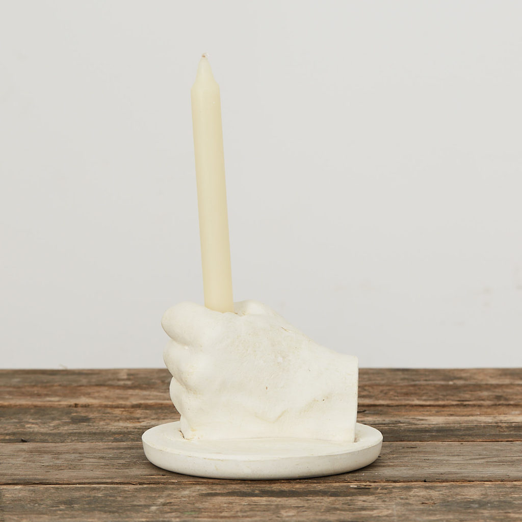 Plaster cast hand candle holder,-0
