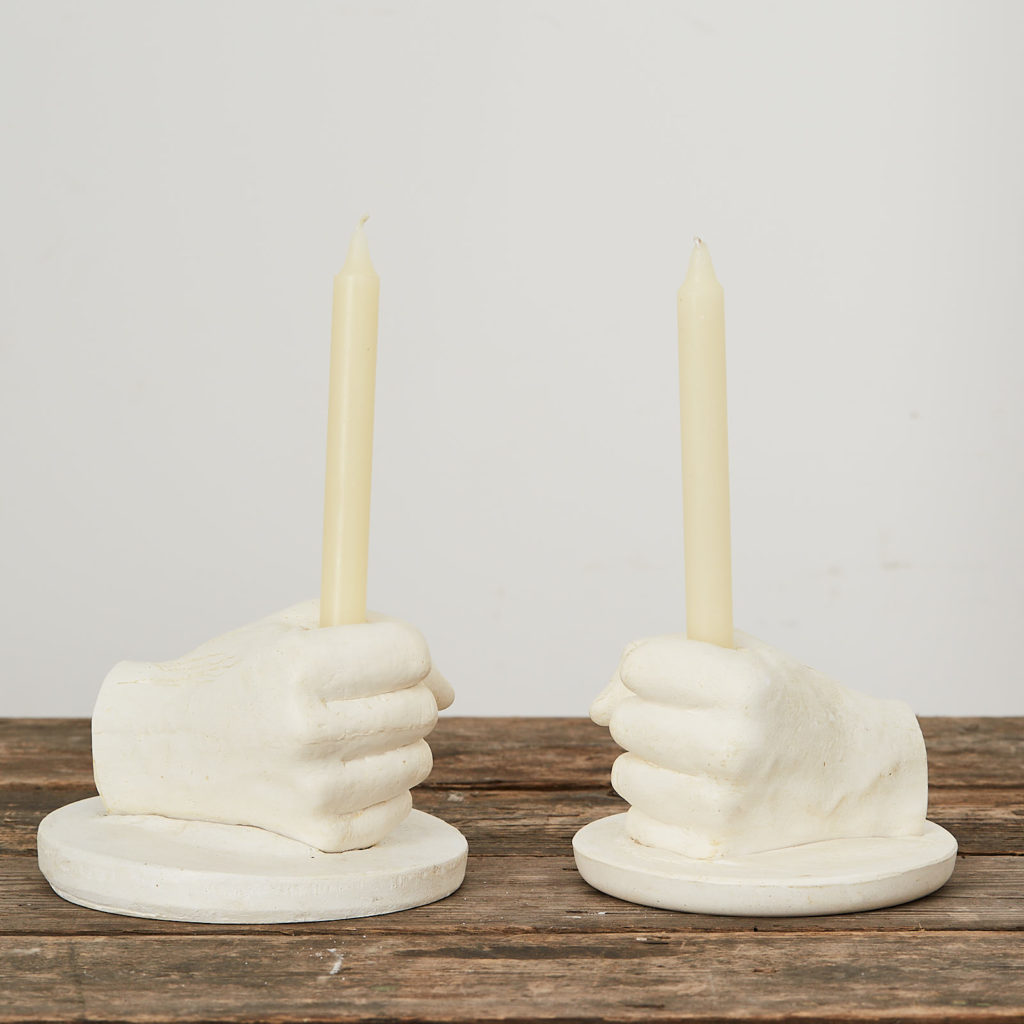 Plaster cast hand candle holder,-122642