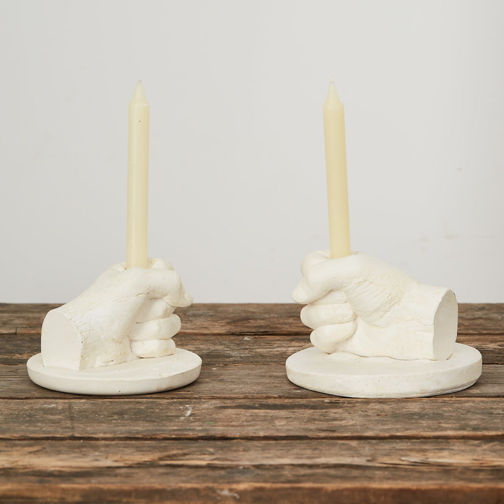 Plaster cast hand candle holder,-122639