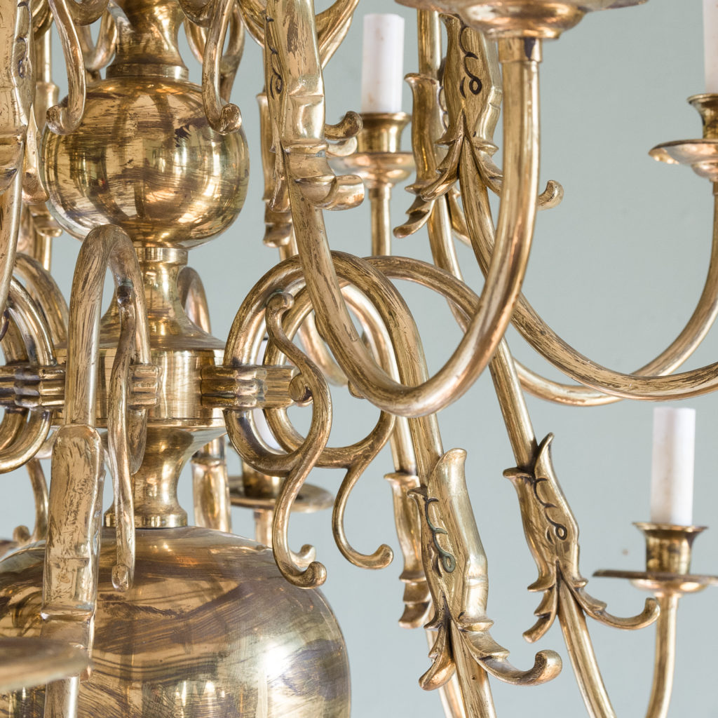 Sixteen light Flemish style brass chandelier,-122467