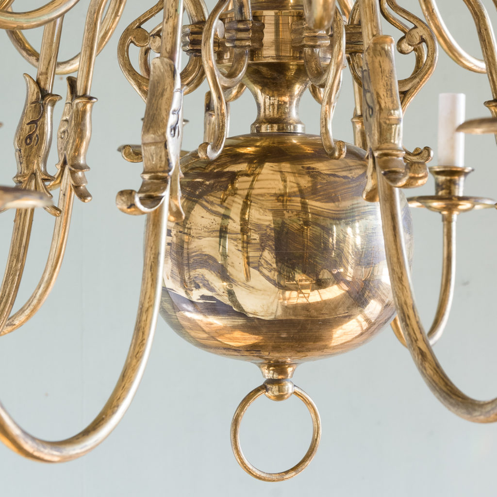 Sixteen light Flemish style brass chandelier,-122465