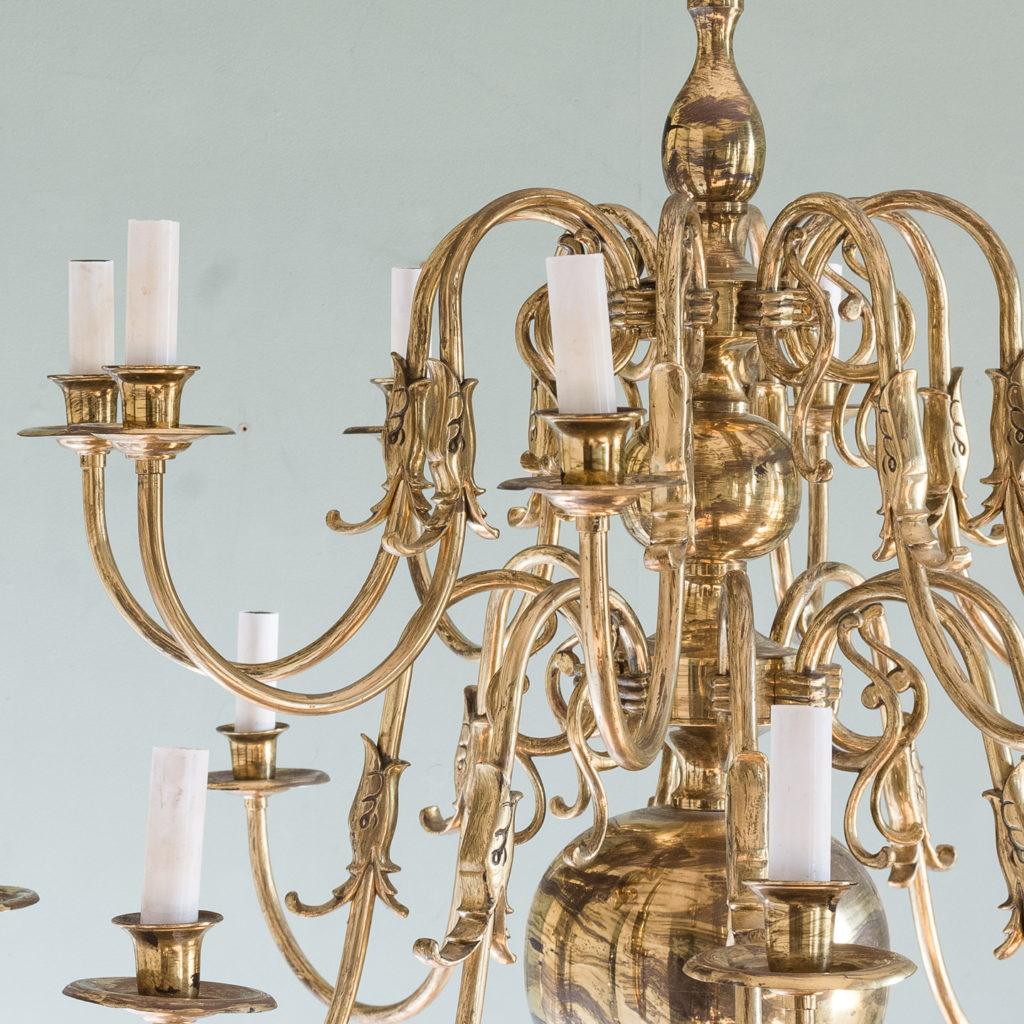 Sixteen light Flemish style brass chandelier,-122466