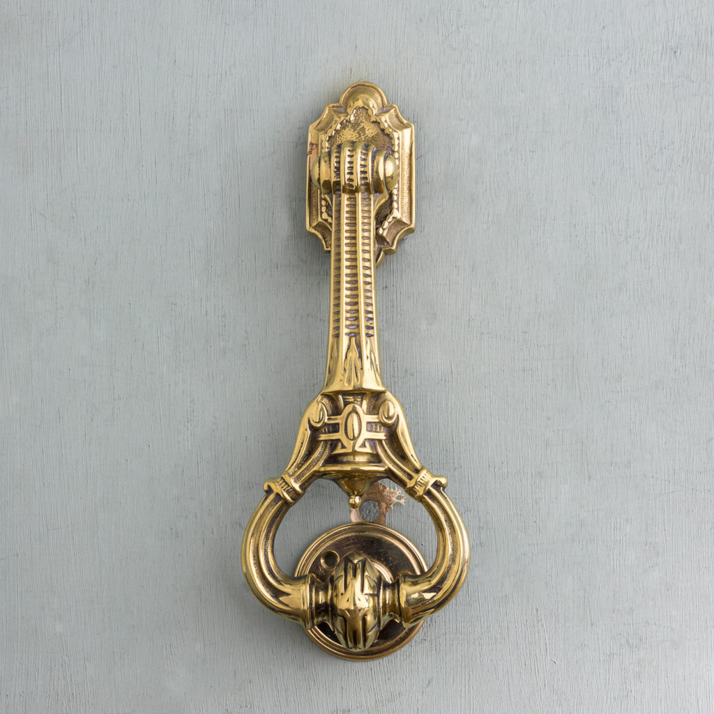 Nineteenth century brass door knocker,-0