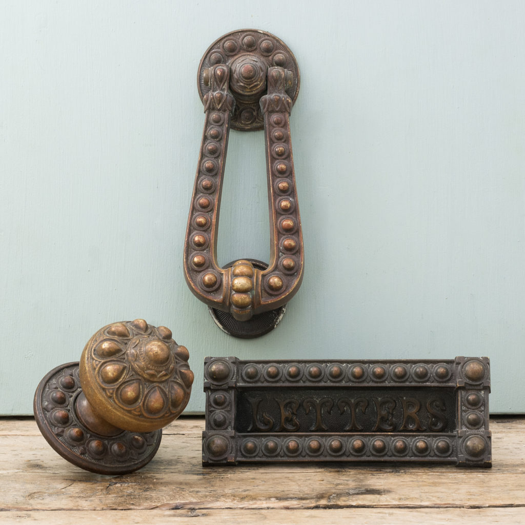 Victorian brass door furniture suite,