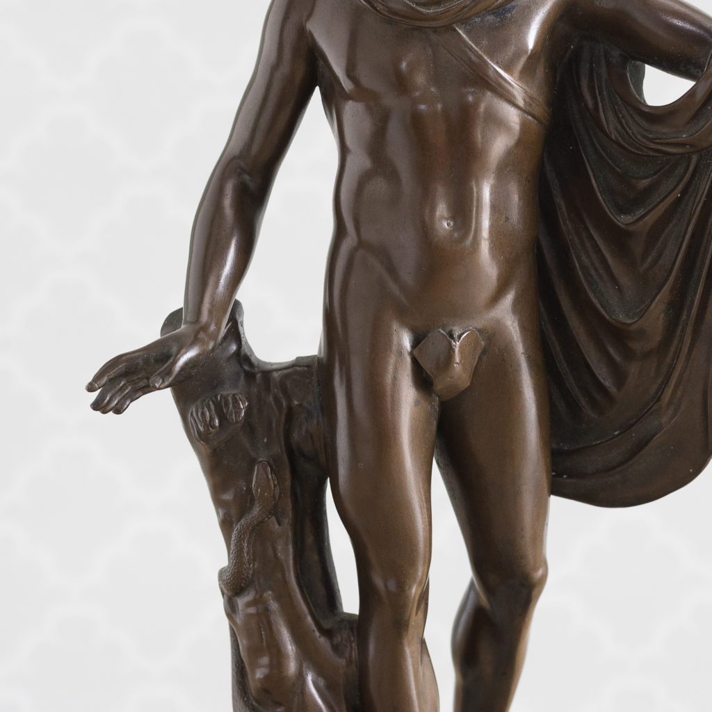 Detail of a nineteenth century Italian bronze of ‘The Apollo Belvedere’,