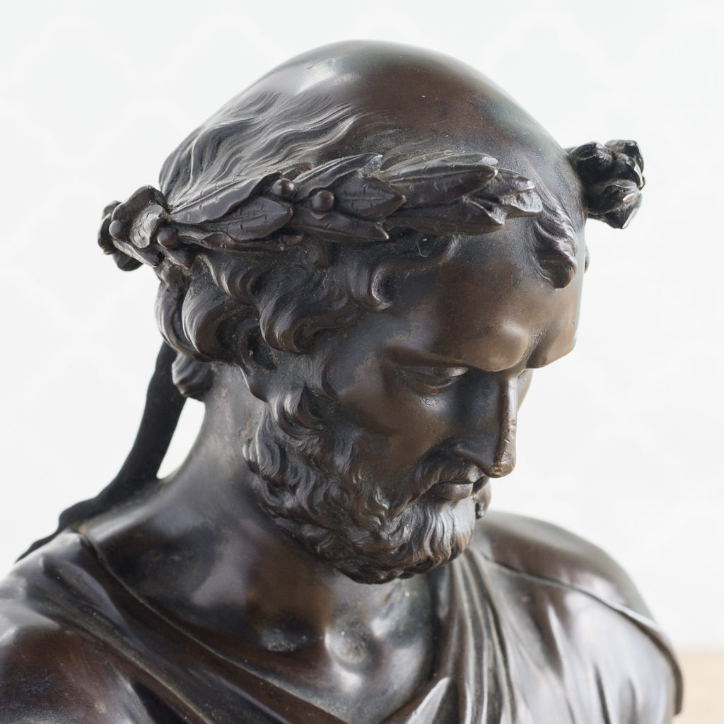 French late nineteenth century bronze portrait bust of Hippocrates, -123094